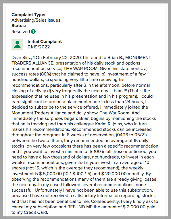 Monument Traders Alliance - Complaints - Better Business Bureau® Profile 2022-11-29 17-22-05