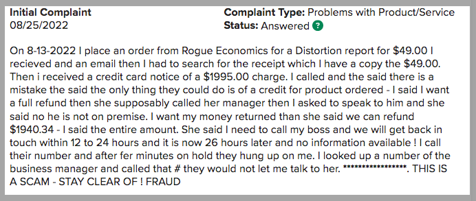 Rogue Economics - Complaints Distortion report- Better Business Bureau® Profile 2023-03-26 18-05-19