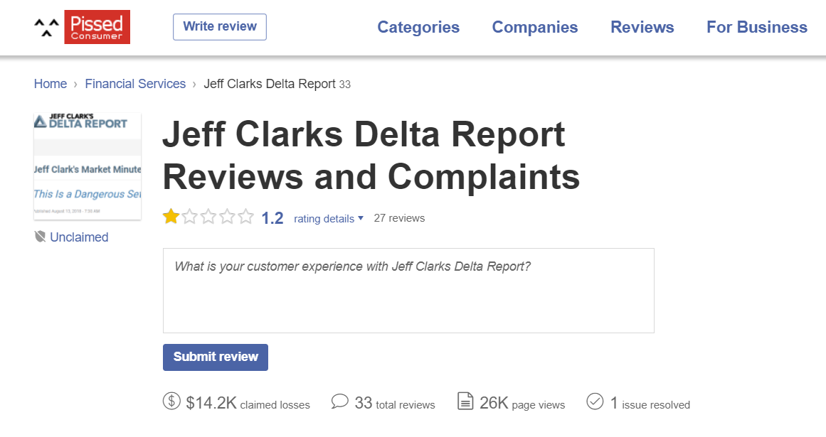Jeff Clark's Delta Report Pissed Consumer