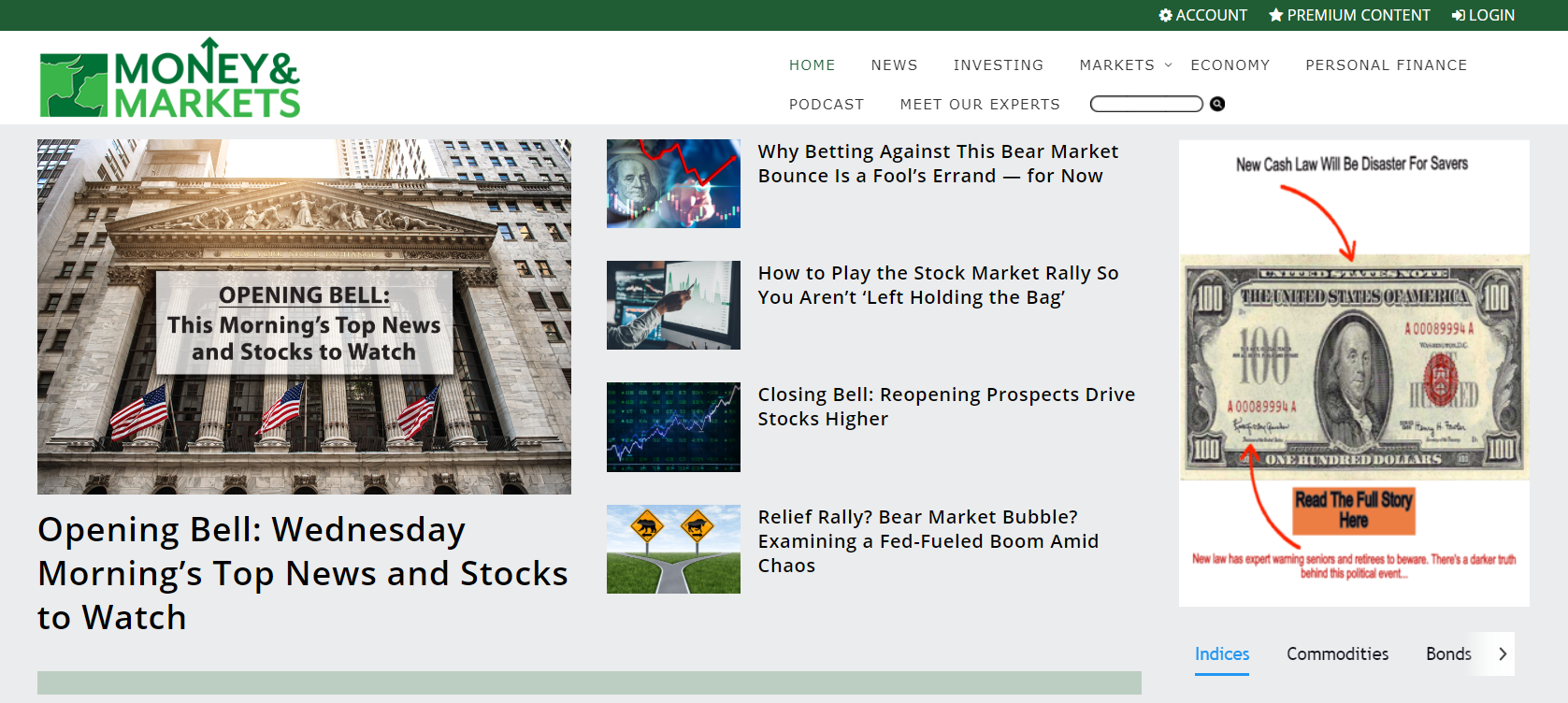 Money & Markets website