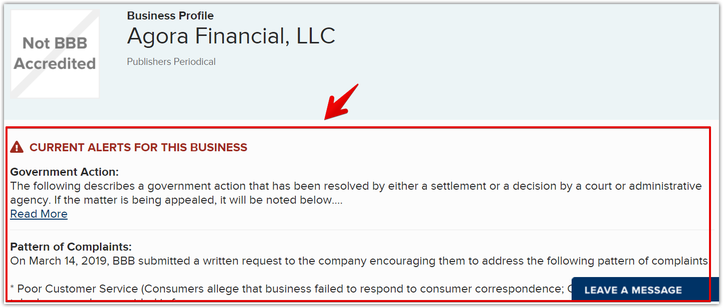 Agora Financial, LLC _ Better Business Bureau® Pro